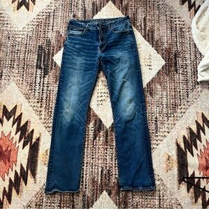 American Eagle Outfitters Blue Bootcut Jeans with Distressed Details